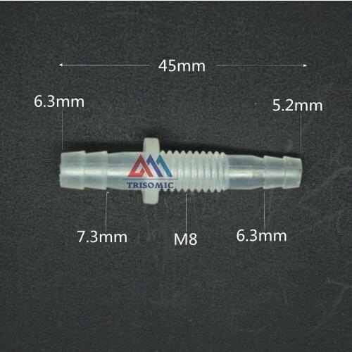 5mm-M8-6mm Straight Reducing Connector Plastic Fitting Barbed Reducing Connector Metric Material PP