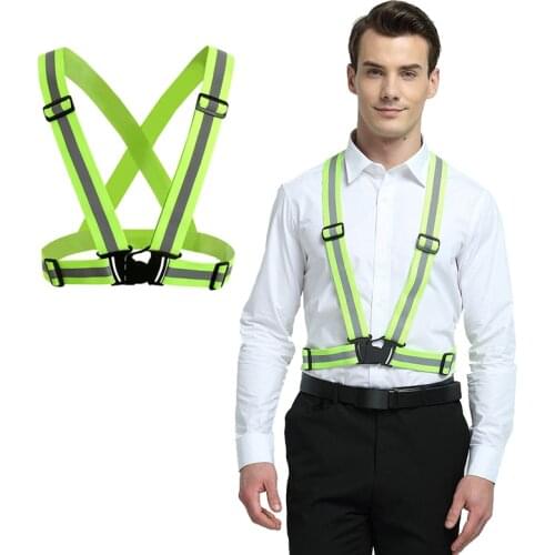 Adjustable Reflective Safety Vest Night Running Clothing Unisex Bouncy Reflective Belt Outdoor Cycling High Visibility Jacket