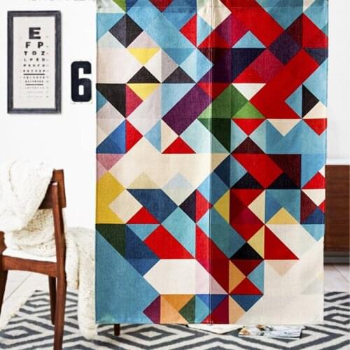 Nordic Symphony Geometric Door Curtain Linen Tapestry Children Study Bedroom Home Decor Bedroom Kitchen Curtain 85x120cm/85x90cm