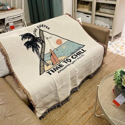 Nordic ins style single sofa blanket camping decoration blanket multi functional knitting thread blanket sofa towel bed cover