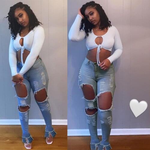 European and American womens high-rise ripped split jeans black pants plus size jeans woman shorts black jeans women