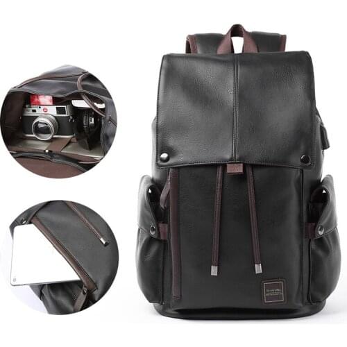 Vintage Leather Girl/Boy Students School Backpack Men Women Mochila High Quality Satchel Travel Business Laptop Bags