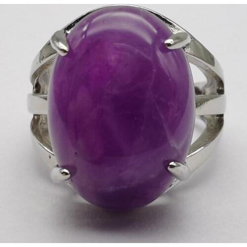 Purple Crystal Stone Oval Bead GEM Finger Ring Jewelry For Woman Gift Size 8 X251