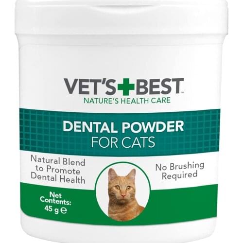 Vets Best Natural Dental Powder for Cats Clean Teeth and Fresh Breath 90 g