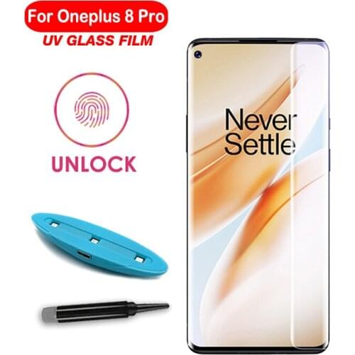 1/2 PCS UV Glue Tempered Glass For Oneplus 8 7T 7 Pro UV Full Liquid Glue Screen Protector For Oneplus 8 7 7T Pro UV Glue Glass
