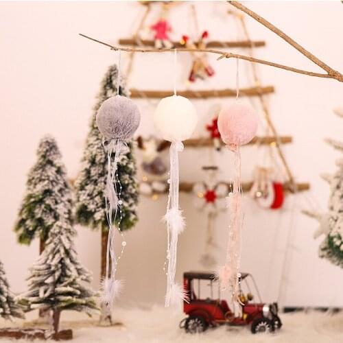 1pc/3pcs DIY Cute Christmas Fluffy Ball Tassels Toy Decoration Home Xmas New Year Decor Christmas Tree Pendants Ornament