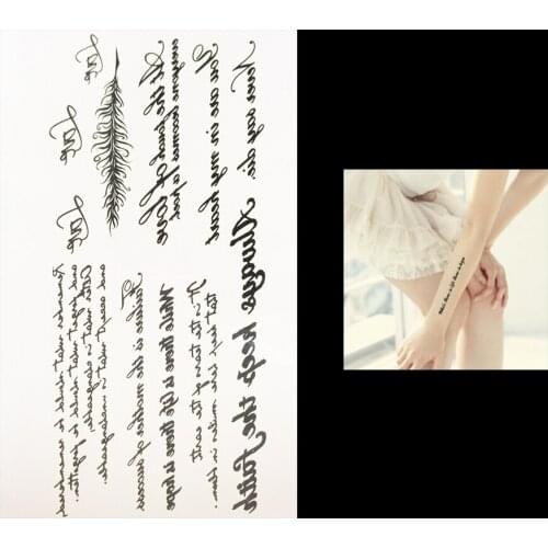 1pc Trendy Feather Letter Flower Arm Shoulder Diy Waterproof Temporary HB067 Tattoo for Women Men Body Art Tattoo Sticker Design