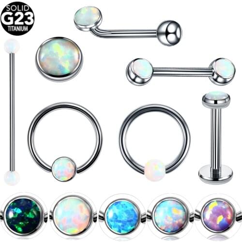 1PC Titanium Ear Septum Helix Tragus Opal CBR Piercings Christina Vertical Hood Labret Dermal Anchor Earrings Piercing Jewelry