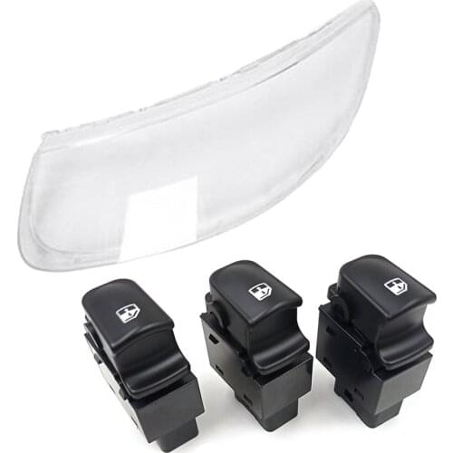 2 Set Car Accessories: 1 Pcs Car Clear Lens Shell Cover Front Headlight Cover & 1 Set Power Window Switch Buttons