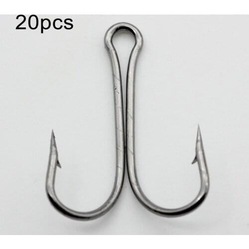 20PCS/SET Durable Use Carbon Steel Fishing Hooks Crank Hook Fly ing Double Hook For Lure Outdoor Fishing Accessories