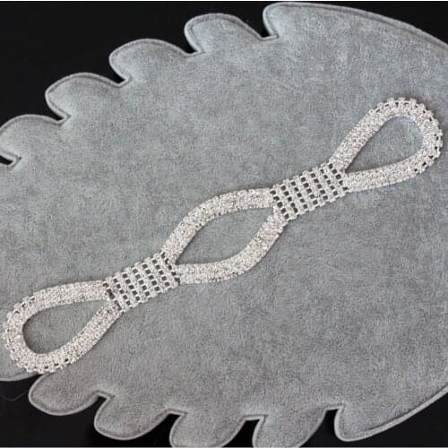 28*3.5cm Whte clear glass crystal rhinestone applique DIY wedding evening dress shoulder sewing On Stone decoration