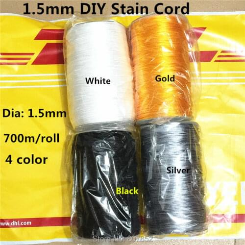 4 color ) 700 meters/lot 1.5mm Nylon Satin Cord for DIY Silicone Baby Teething beaded necklace