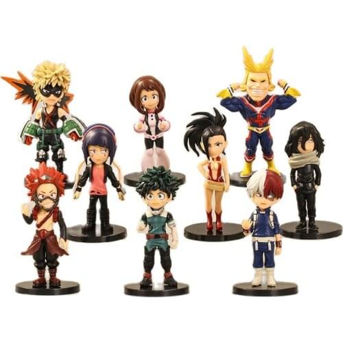 9pcs/Set Anime Action Model Toys My Hero Academia Figure Izuku Midoriya Shouto Todorok Uraraka Bakugou Katsuk Hero Academ PVC