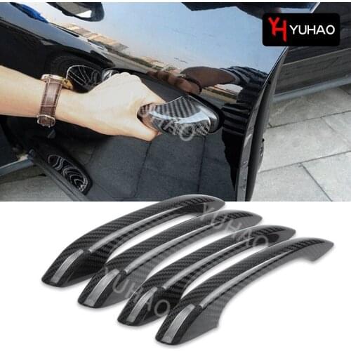 Car Door Handle Carbon Fiber Decorative Protective Shell For Porsche Macan Cayenne Panamera 718 911 Car Exterior Styling Sticker
