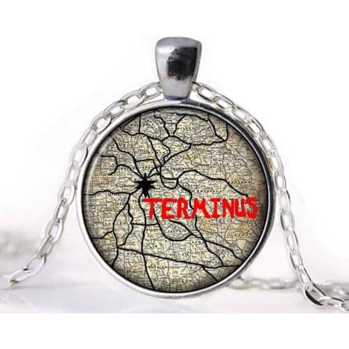 THE WALKING DEAD the TERMINUS map Necklace Pendant punk jewelry Gothic Glasses ancient Pendant Necklace gift Chain