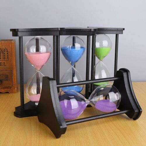 15/30/45/60min Glass Hourglass Black Wood Sand Timer Clock Home Decor Birthday Day Gift Ampulheta Reloj De Arena Craft Ornaments