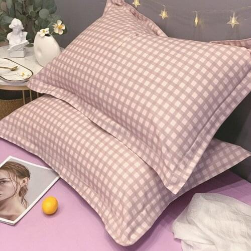 Cilected Simple Striped Lattice Pillowcases Home Bedding Decorative Pillow Cover 100% Cotton Super Soft Pillow Case 2 Pieces