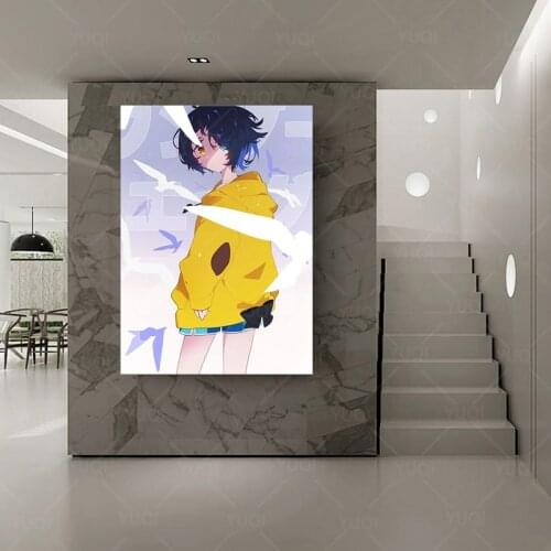 Wall paintings print wonder egg priority japanese anime girl figure poster home lving bedroom decoration wall art photo
