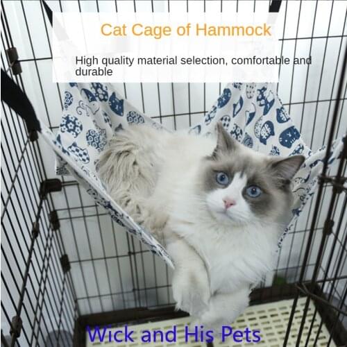 Summer and Winter Canvas Cat Cage Hammock Plus Velvet Hanging Cat Hammock Length Can Adjust The Pet Cat Hammock Swing Cat Nest