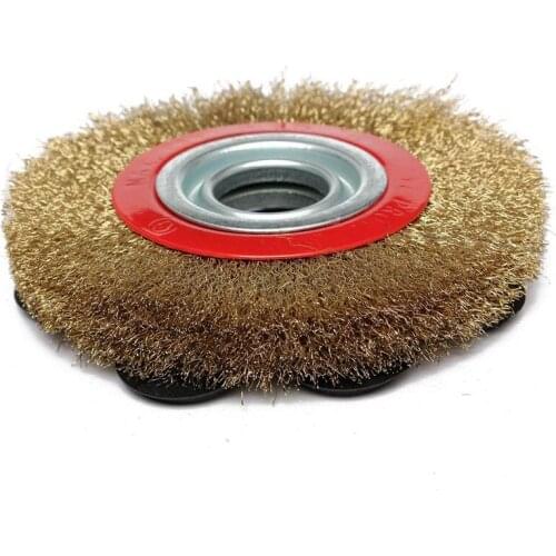 Hot 1Pcs 8 Inch 200mm Steel Flat Wire Wheel Brush with 10pcs Adaptor Rings For Bench Grinder Polish