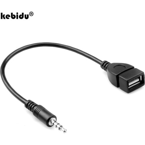 Kebidu OTG Converter 3.5mm Male Audio AUX Jack to USB 2.0 Type A Female Adapter Cable for Car MP3