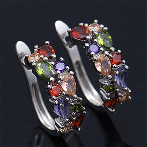 Classic Unique Rhinestone Crystal Stud Earrings for Women Slim U-shaped Ear Clip Zircon Hoop Jewelry Fashion
