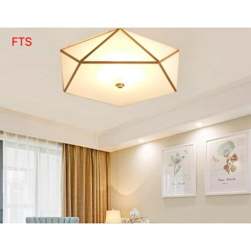Creative personality simple modern copper ceiling lamp master bedroom lamp warm atmosphere room study lamp American lamps