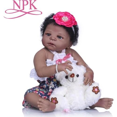 NPK 22'' reborn bebe bonecas handmade Lifelike reborn baby dolls full body vinyl silicone black skin baby doll kids toys gifts