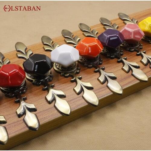 LSTABAN Nordic Simple Antique Copper Cabinet Door Drawer Wardrobe Shoe cupboard Ceramic Single Hole Zinc Alloy Handle