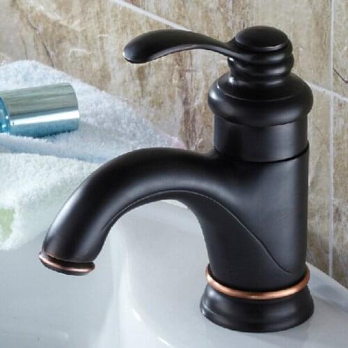 Copper retro Basin Faucet Black Brass Lamp teapot Style Bathroom Sink Single Handle Deck Vintage Wash Mixer Tap Crane