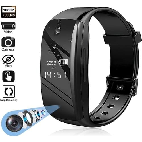 1080P HD Mini Camera Electronic Bracelet Portable Body Cam Video Photo Recording with Micro for Business Conference and Security