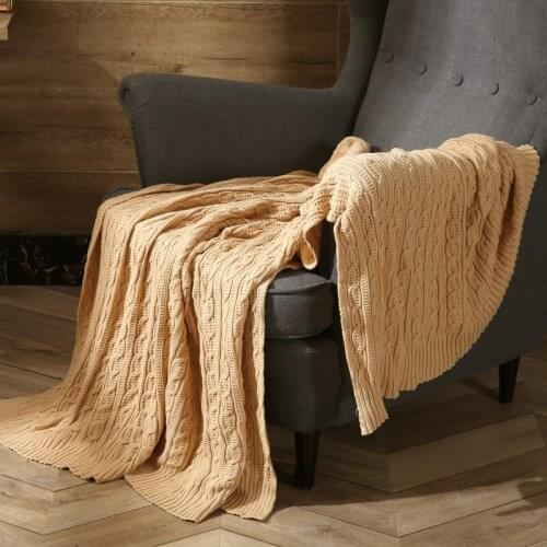 Soft Knit Throw Blanket Cream Grey Yellow Pink Sofa Bed Travel Throw Blanket Air Condition Blanket Acrylic 130x180cm Home Decor