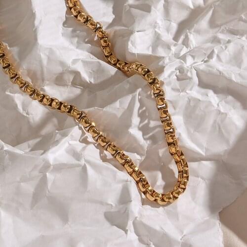 2021 New Trendy Stainless Steel 18K Gold Plated Bold Chunky Tarnish Free Snake Chain Necklace Bracelets Jewelry Set