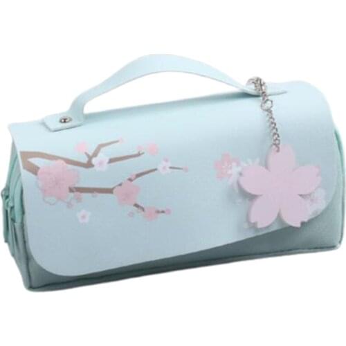 NEW-Cherry Blossom Pencil Case PU Leather Pencil Case Stationery Pencil Case Sweet Pencil Case Pencil Case