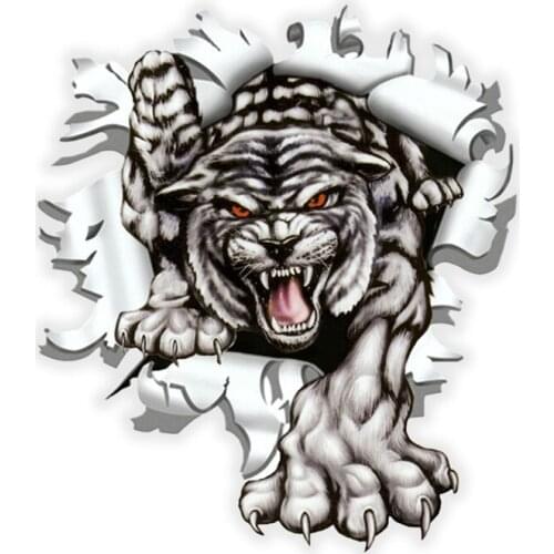 New Cartoon Tiger Bullet Hole Car Sticker Vinyl Auto Car Window Car Decals PVC Good Quality Waterproof Sun Protection Anti-UV