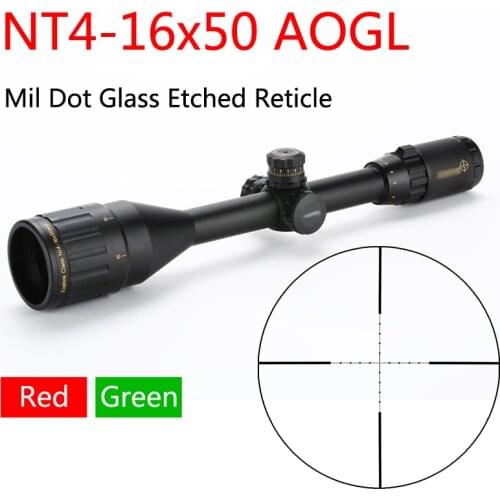 NT4-16x50AOGL Hunting Shooting Riflescope High Quality Tactical Optical Sight Full Size Mil Dot Red Green llluminate Reticle