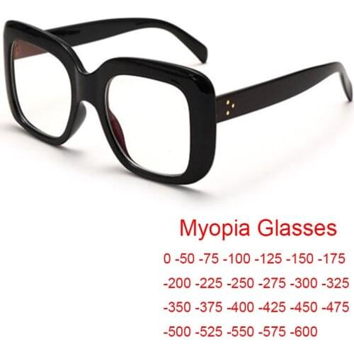 Anti Blue Light Blocking Myopia Glasses Women Men Luxury Brand Black Square Frame Presbyopic Glasses Diopters -0.5 to -6 Vasos