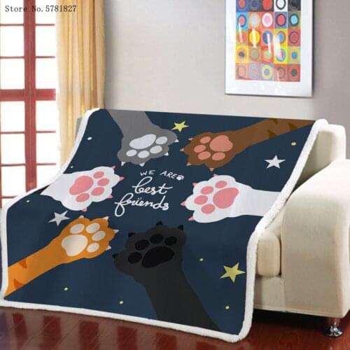 Cat Paw Sherpa Blanket Animal Palm Weighted Blanket Home Colorful Cartoon Throw Blanket For Bedroom Sofa Soft Blanket Decor