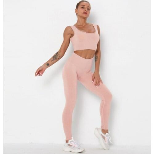 Factory Wholesale Custom Breathable Two Piece Fitness Seamless Women Yoga Sets
