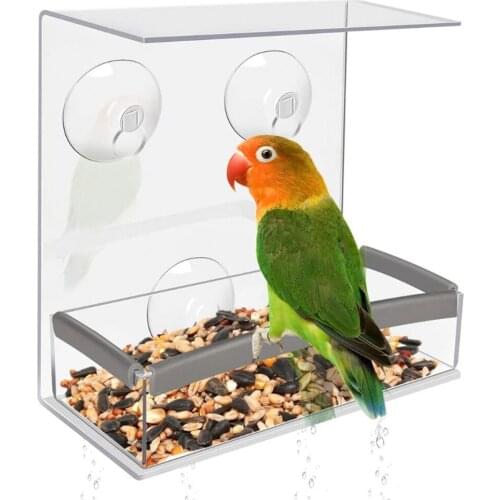Hanging Window Bird Feeder Clear Glass Window Hanging Suction Cup Viewing Feeding Table Transparent House Type Bird Feeder