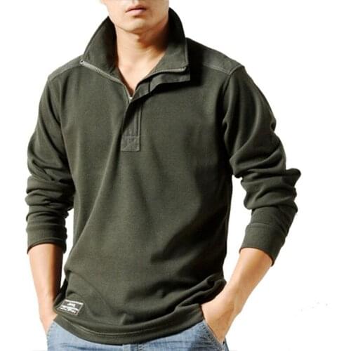 2023 Pure Cotton Casual Business Leisure Breathable Polo Shirts Men Autumn Loose Long Sleeved Tactical Shirts Military Big Size