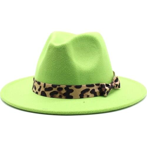 Fedora hats men hats ladies felt wholesale jazz bow leopard print accessories Panama shallow fedora hats шляпа женская