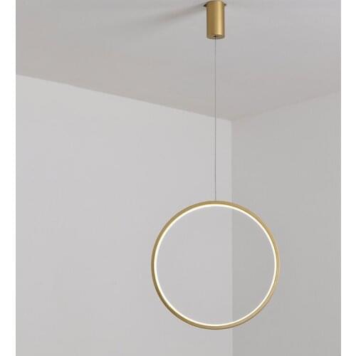Modern LED Chandelier Lights Round Ring Circle Pendant Lamp Home for Living Room Lighting Indoor Black Lustre Chandelier Fixture