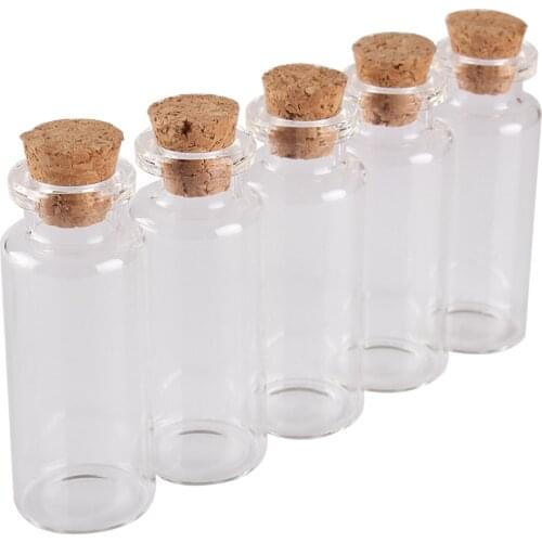 10pcs 15ml 24*60*12.5mm Glass Vials Message Bottles with Cork Lids Spice Jars Potion bottles Bottles Glass for Art Craft