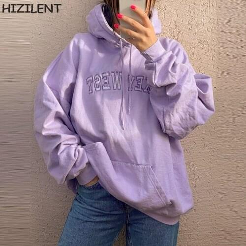 Retro embroidered sweatshirt harajuku 2021 spring Oversized hoodies Kawaii Korean style loose lovers letter long-sleeved shirt