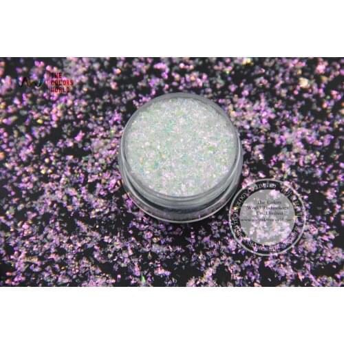 TCR325 White color with bullion iridescent purple and Green Color luster Mylar Random shape glitter for nail Art and DIY Decora