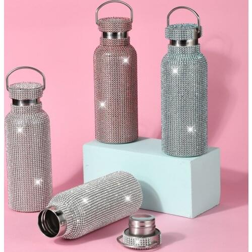 Rhinestone 304 Stainless Steel Liner Thermoses Bottle Double Wall Vacuum Flasks Travel Mug Vacum Insulated Tumbler For Hot Cold