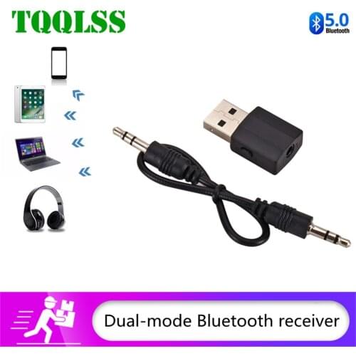 TQQLSS 2 in1 Bluetooth 5.0 Audio Receiver Transmitter Wireless Adapter Mini 3.5mm AUX Stereo Bluetooth Transmitter For TV PC Car