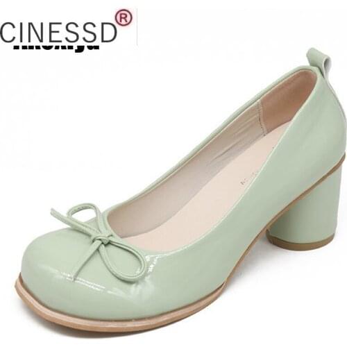 Round Toe student cute high heel shoes Bowknot Princess Kawaii Girl Women Shoes fashion comfortable Vintage Sweet
