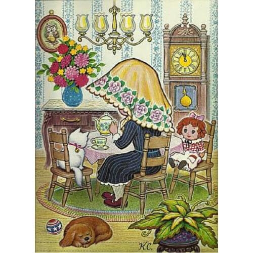 Needlework diy Diamond Painting Cartoon woman and cat and dog 5d Diamond Embroidery Square Drill Rhinestone Mosaic Picture